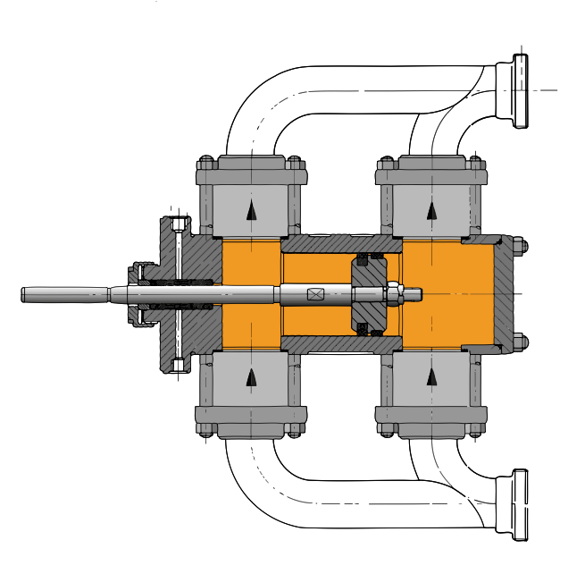 working of double acting reciprocating pump